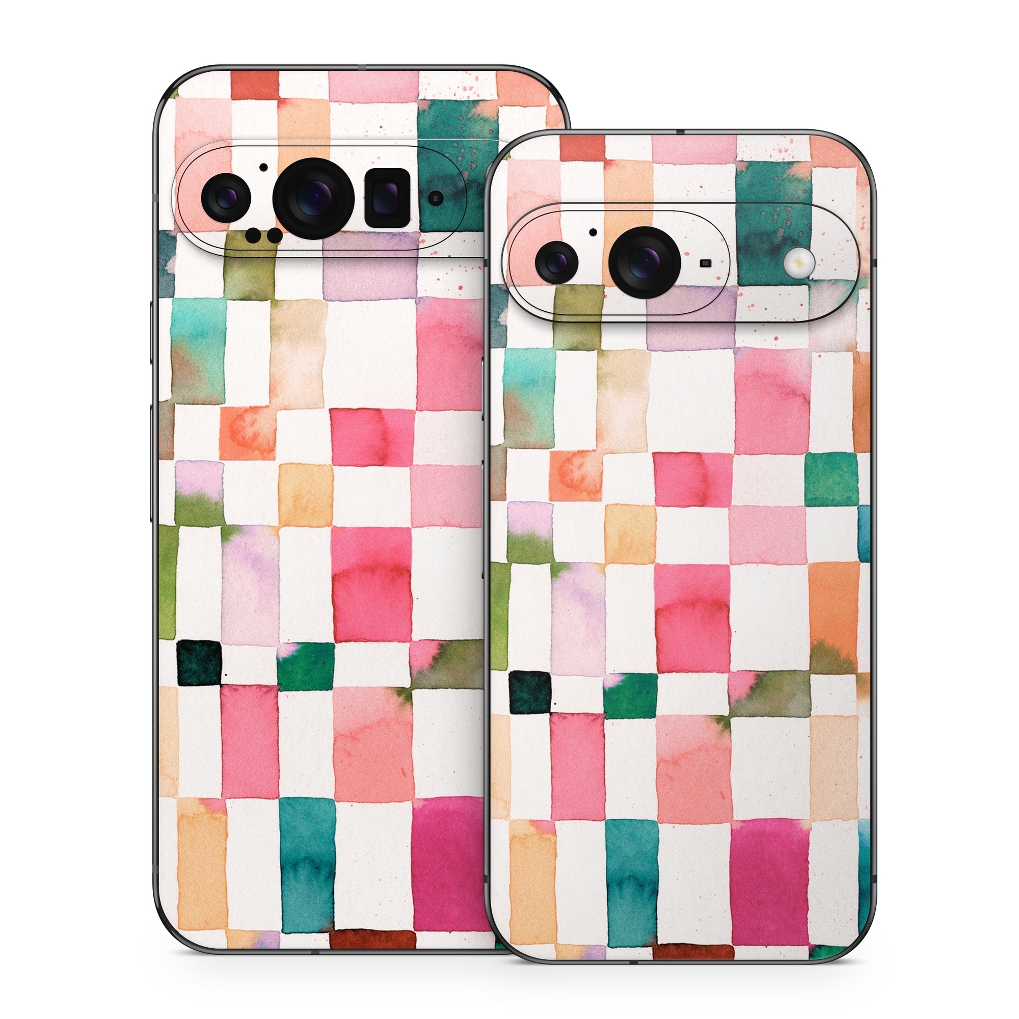 Google Pixel 9 Series Skin design of Brown, Rectangle, Product, Textile, Art, Pink, Line, Aqua, Magenta, Symmetry, with white, pink, green, red, blue, orange, purple colors