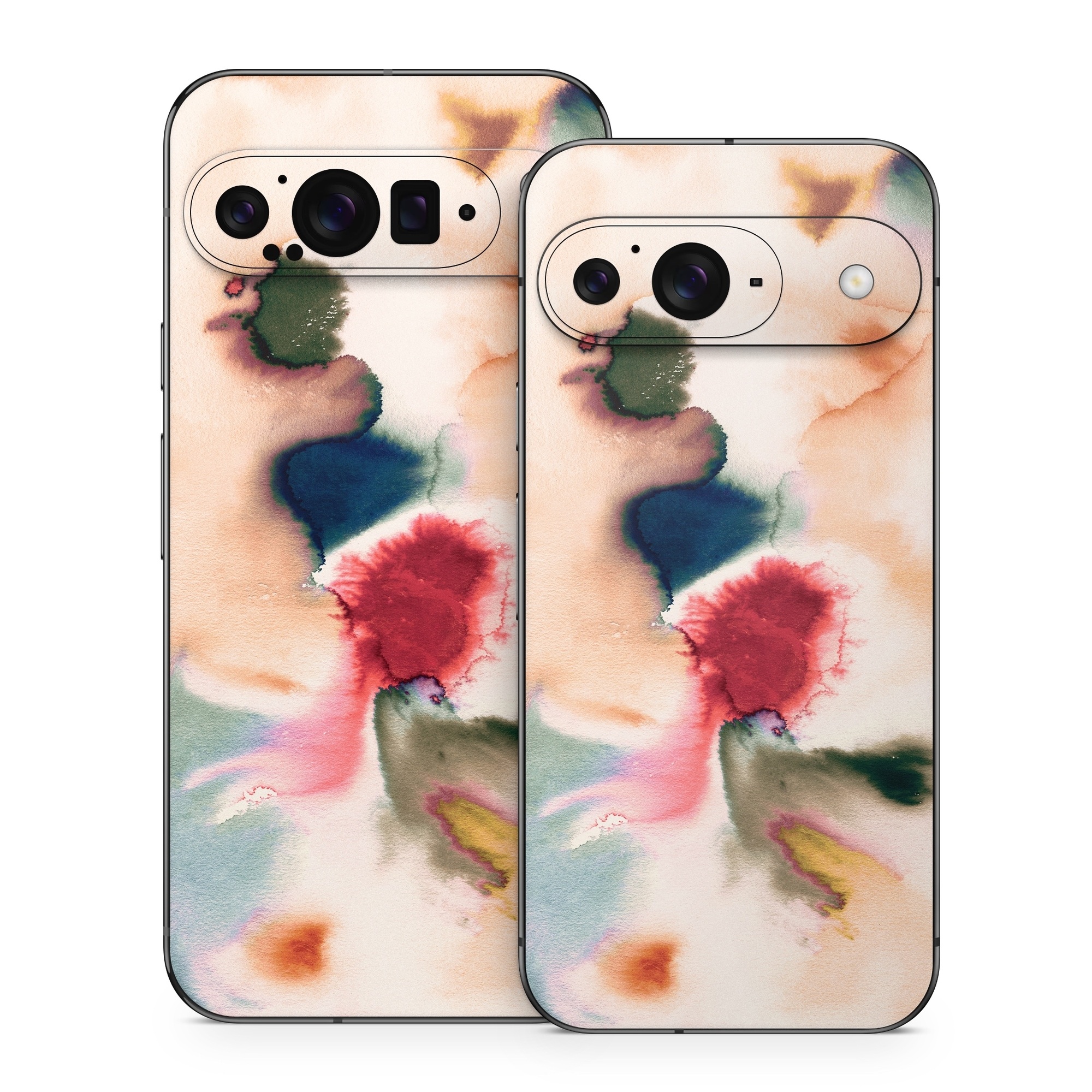 Google Pixel 9 Series Skin design of Petal, Pink, Creative arts, Plant, Tints and shades, Art, Pattern, Porcelain, Close-up, Natural material, with white, blue, red, brown, orange, yellow, green colors