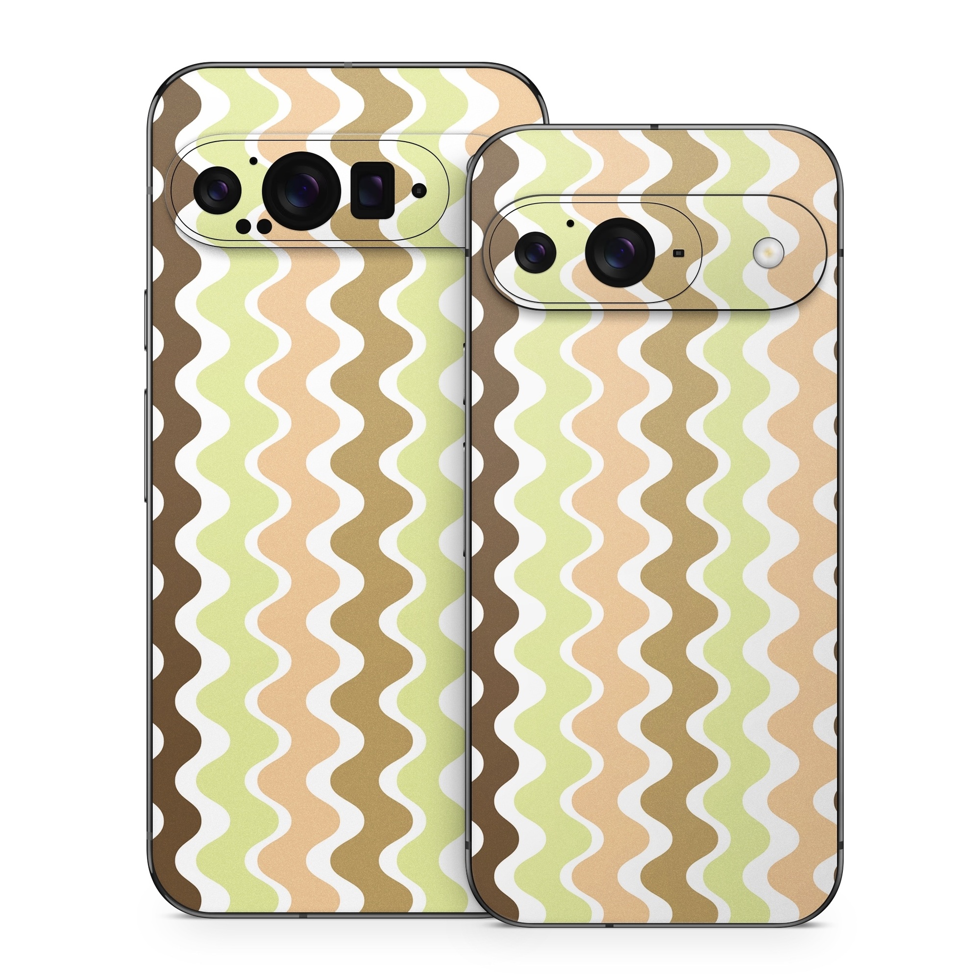 Google Pixel 9 Series Skin design of Textile, Rectangle, Font, Pink, Aqua, Symmetry, Material property, Circle, Art, Pattern, with white, brown, green, orange colors