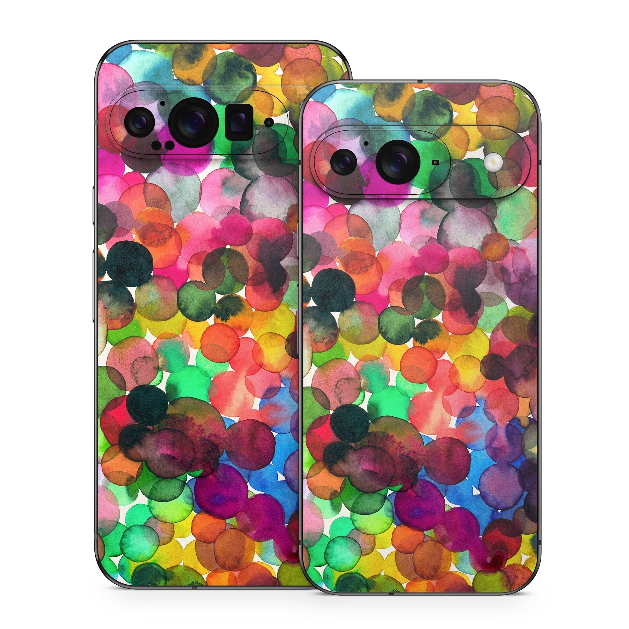 Google Pixel 9 Series Skin design of Colorfulness, Fashion accessory, with red, white, pink, purple, blue, green, black, yellow, orange colors