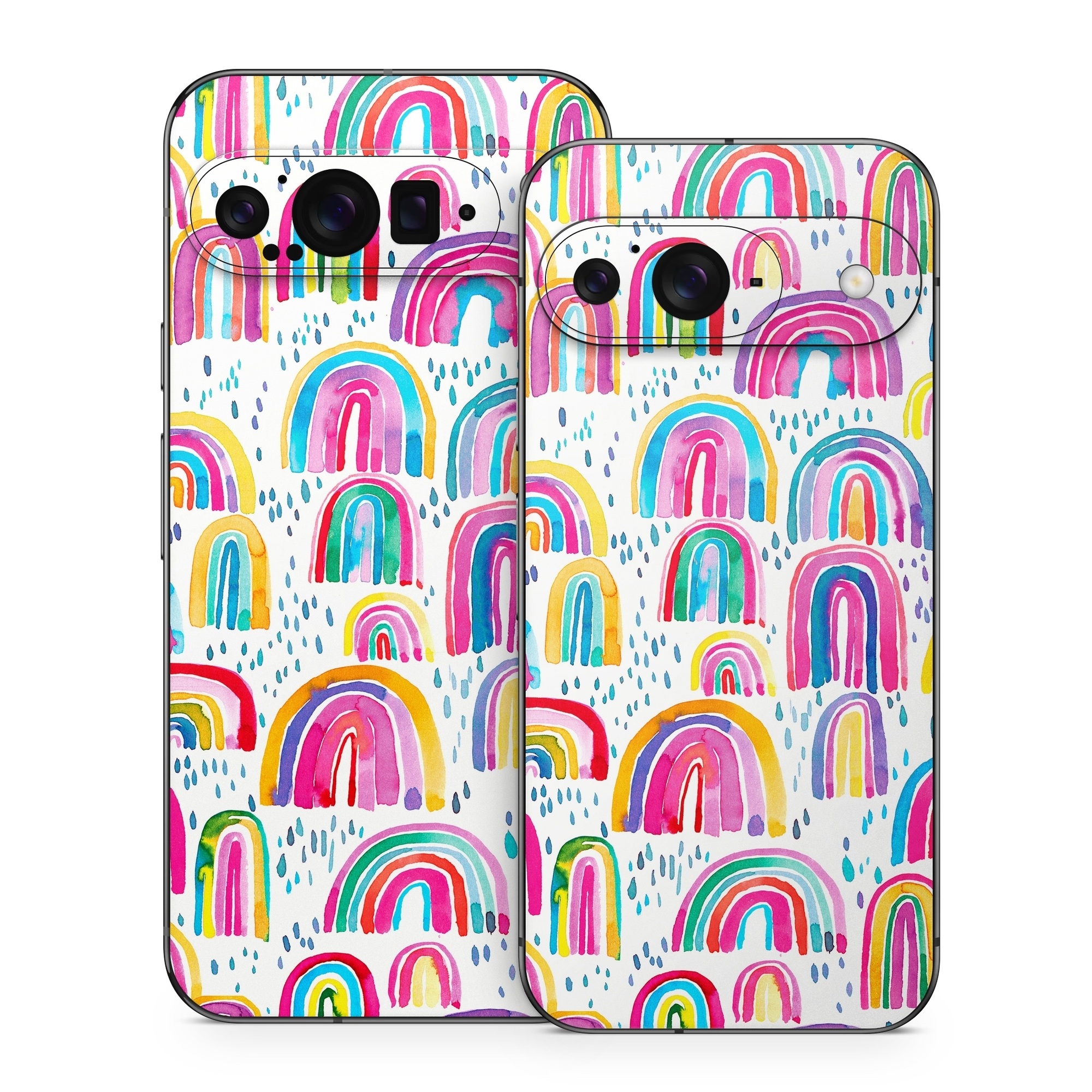 Google Pixel 9 Series Skin design of Line, Pattern, Design, with white, orange, yellow, blue, pink, red, green colors