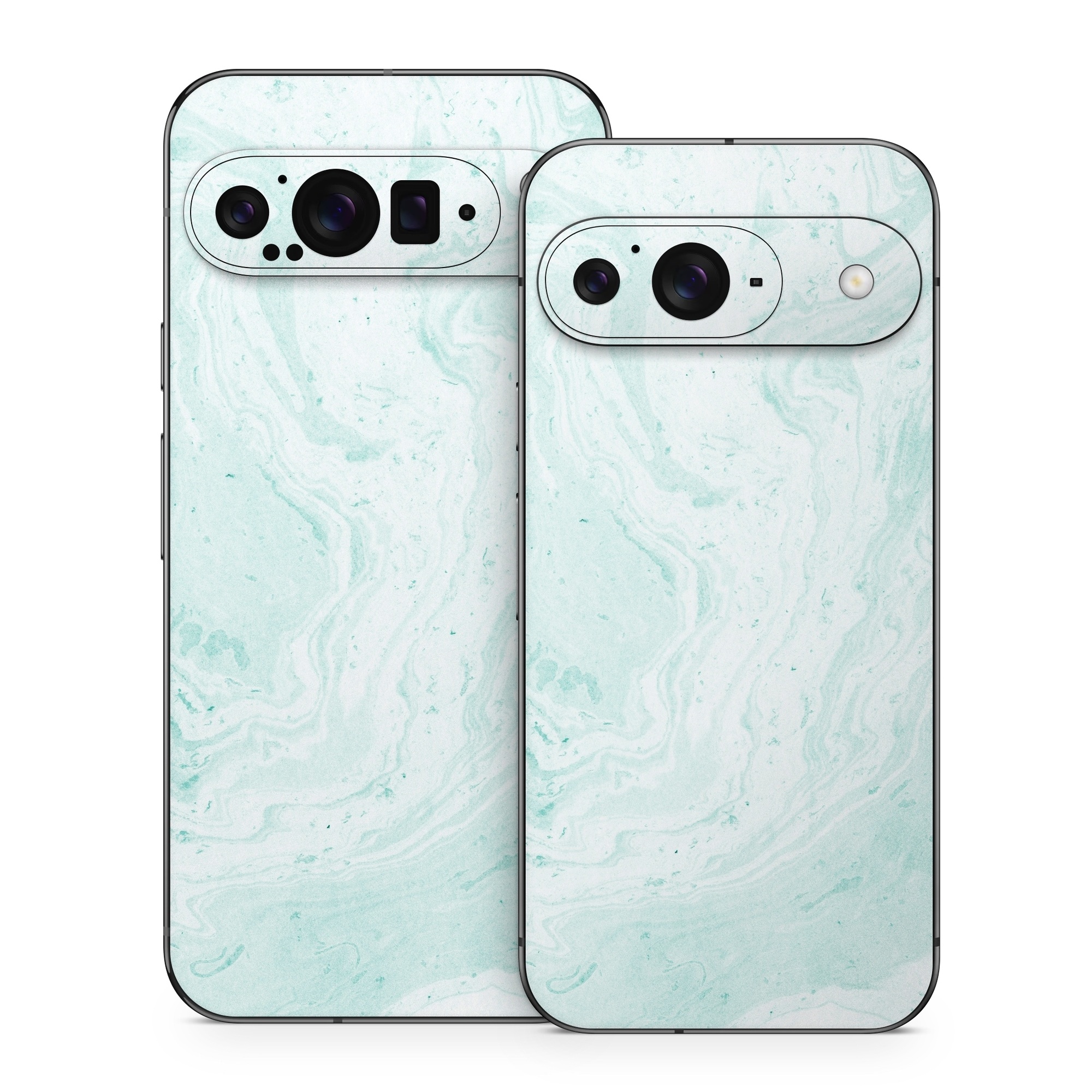 Google Pixel 9 Series Skin design of White, Aqua, Pattern, with green, blue colors