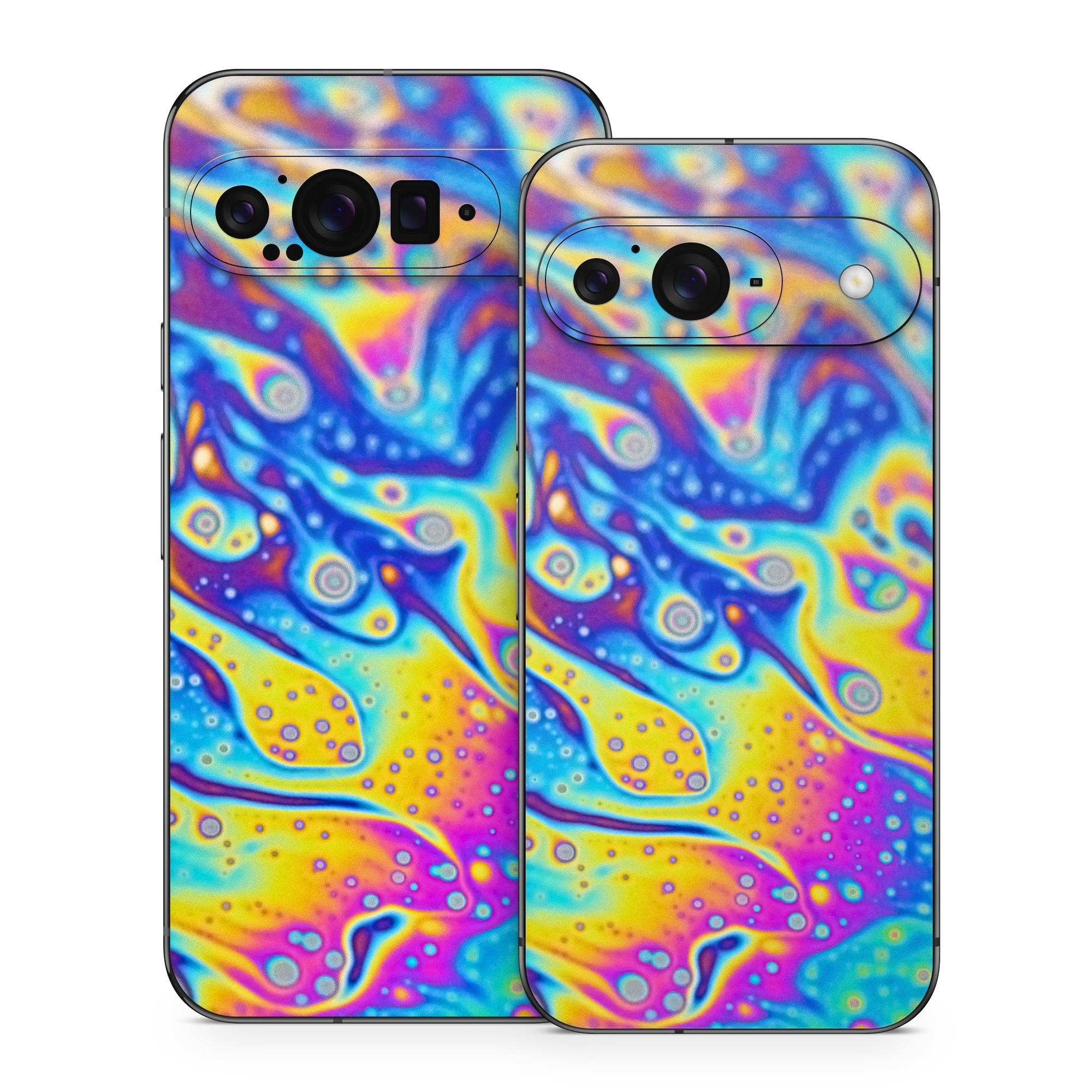 Google Pixel 9 Series Skin design of Psychedelic art, Blue, Pattern, Art, Visual arts, Water, Organism, Colorfulness, Design, Textile, with gray, blue, orange, purple, green colors