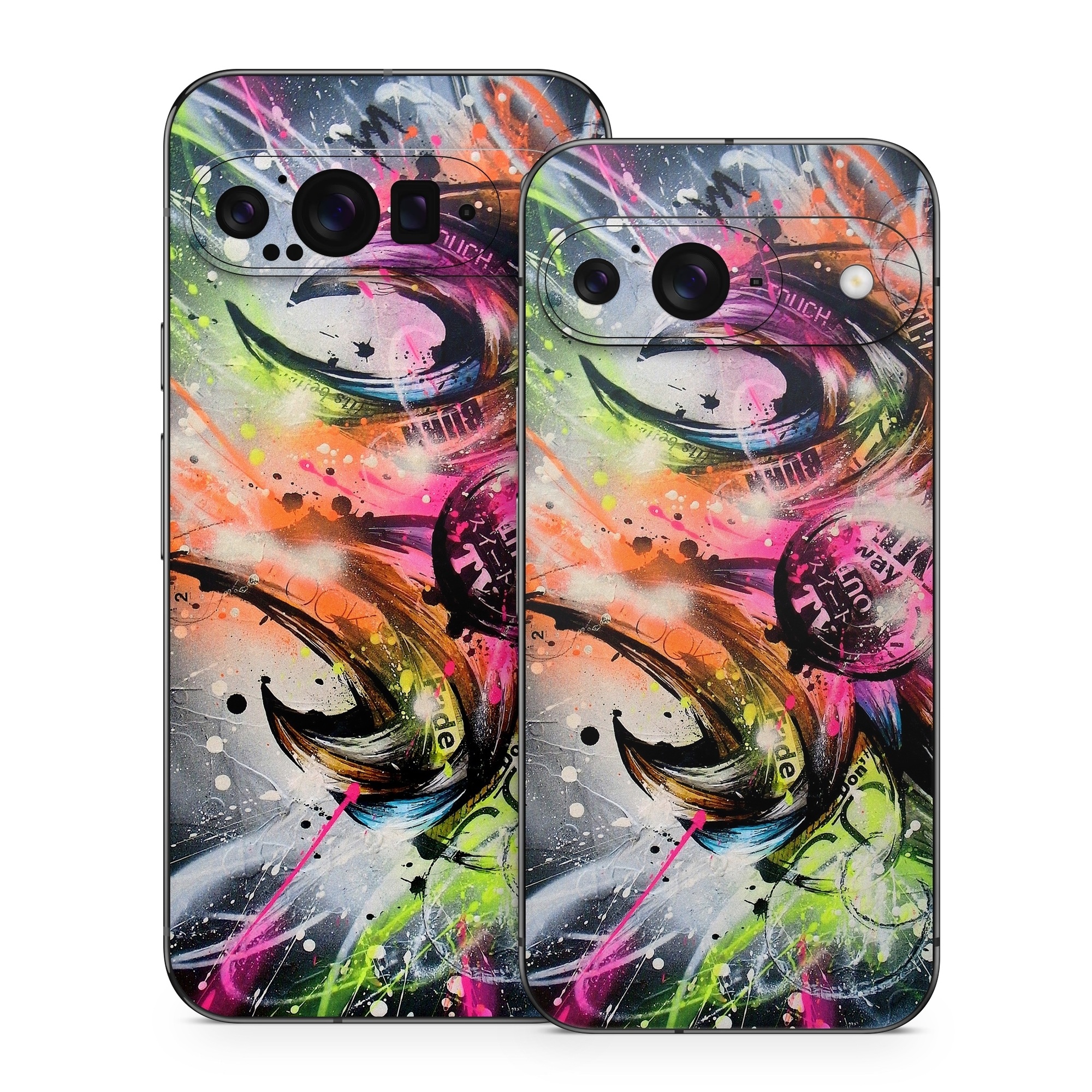 Google Pixel 9 Series Skin design of Graphic design, Fractal art, Art, Illustration, Design, Graphics, Cg artwork, Font, Visual arts, Pattern, with black, gray, red, green, purple, blue colors