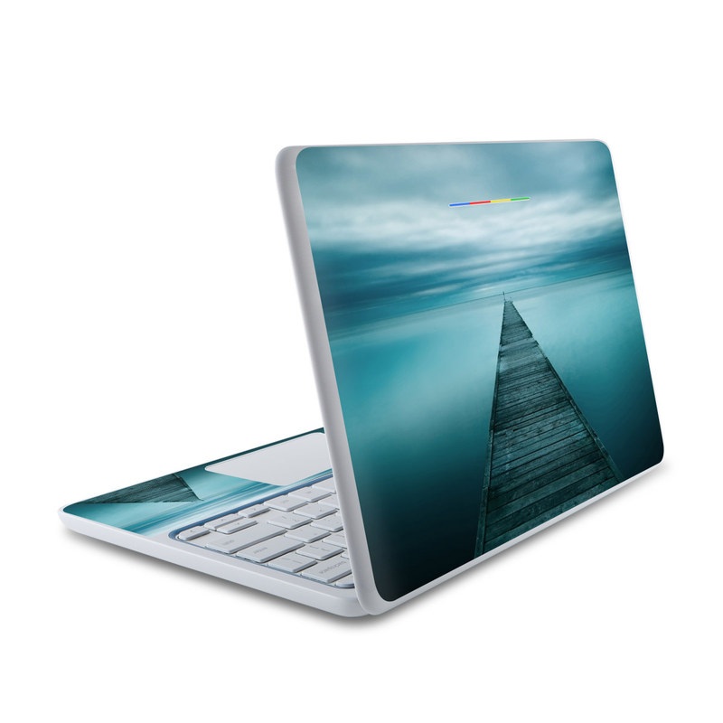 HP Chromebook 11 Skin design of Sea, Water, Horizon, Sky, Blue, Ocean, Daytime, Calm, Fixed link, Symmetry, with black, blue, gray colors