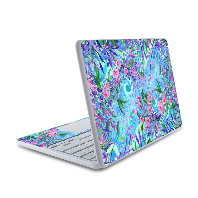 HP Chromebook 11 Skin design of Psychedelic art, Pattern, Lilac, Purple, Art, Pink, Design, Fractal art, Visual arts, Organism, with gray, blue, purple colors