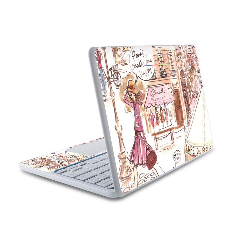 HP Chromebook 11 Skin design of Cartoon, Illustration, Comic book, Fiction, Comics, Art, Human, Organism, Fictional character, Style, with gray, white, pink, red, yellow, green colors