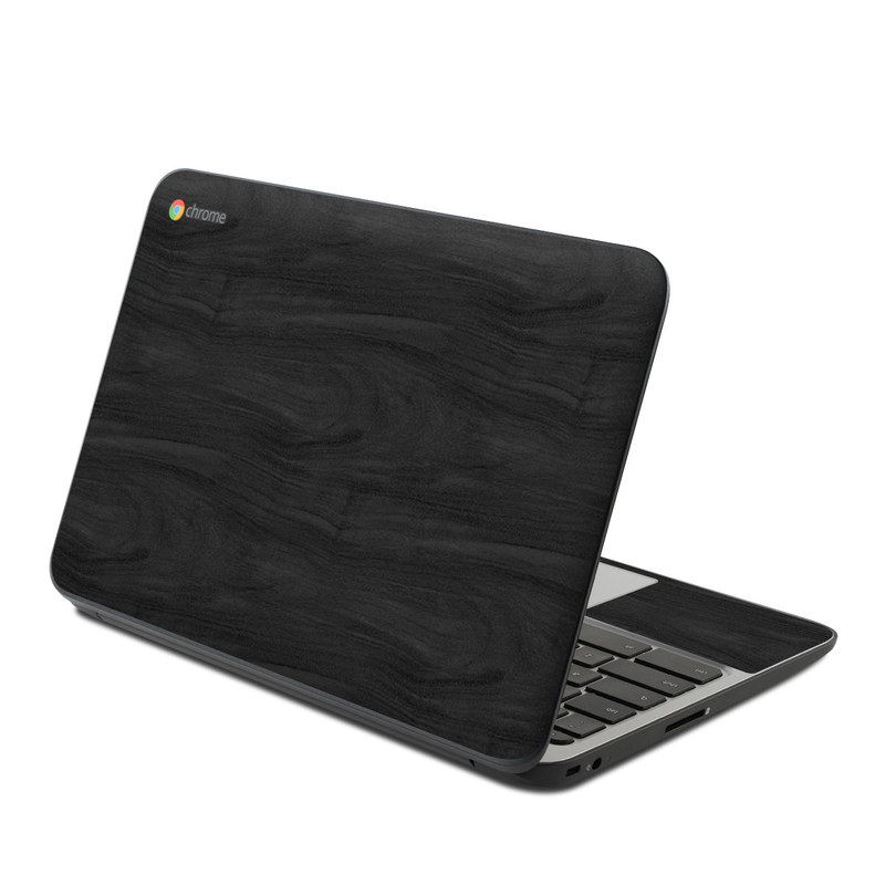 HP Chromebook 11 G4 Skin design of Black, Brown, Wood, Grey, Flooring, Floor, Laminate flooring, Wood flooring, with black colors