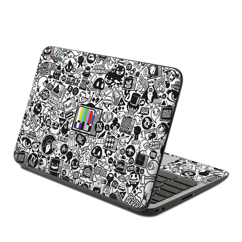 HP Chromebook 11 G4 Skin design of Pattern, Drawing, Doodle, Design, Visual arts, Font, Black-and-white, Monochrome, Illustration, Art, with gray, black, white colors