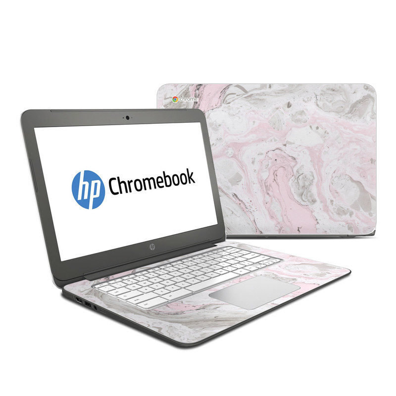 HP Chromebook 14 Skin design of White, Pink, Pattern, Illustration, with pink, gray, white colors