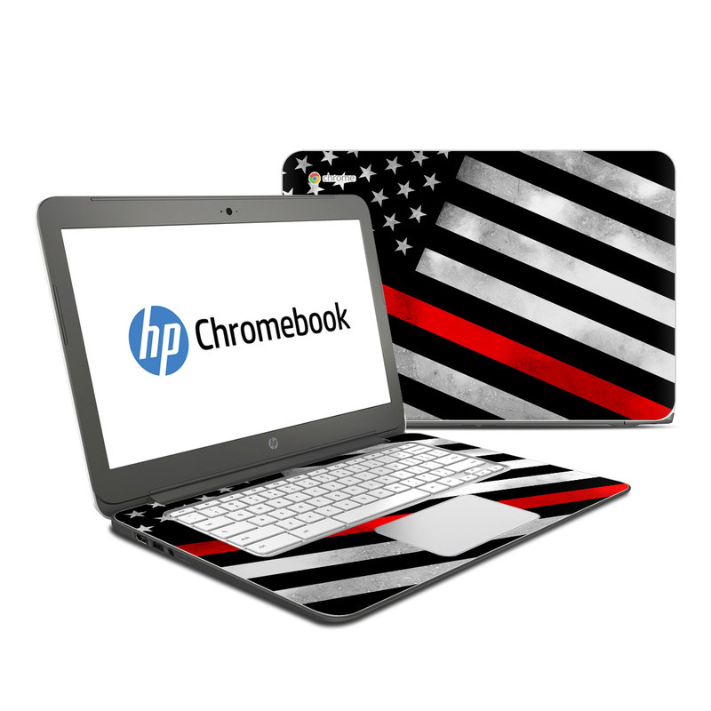 HP Chromebook 14 Skin design of Flag of the united states, Flag, Line, Black-and-white, Pattern, Flag Day (USA), Veterans day, Independence day, Memorial day, with black, white, gray, red colors