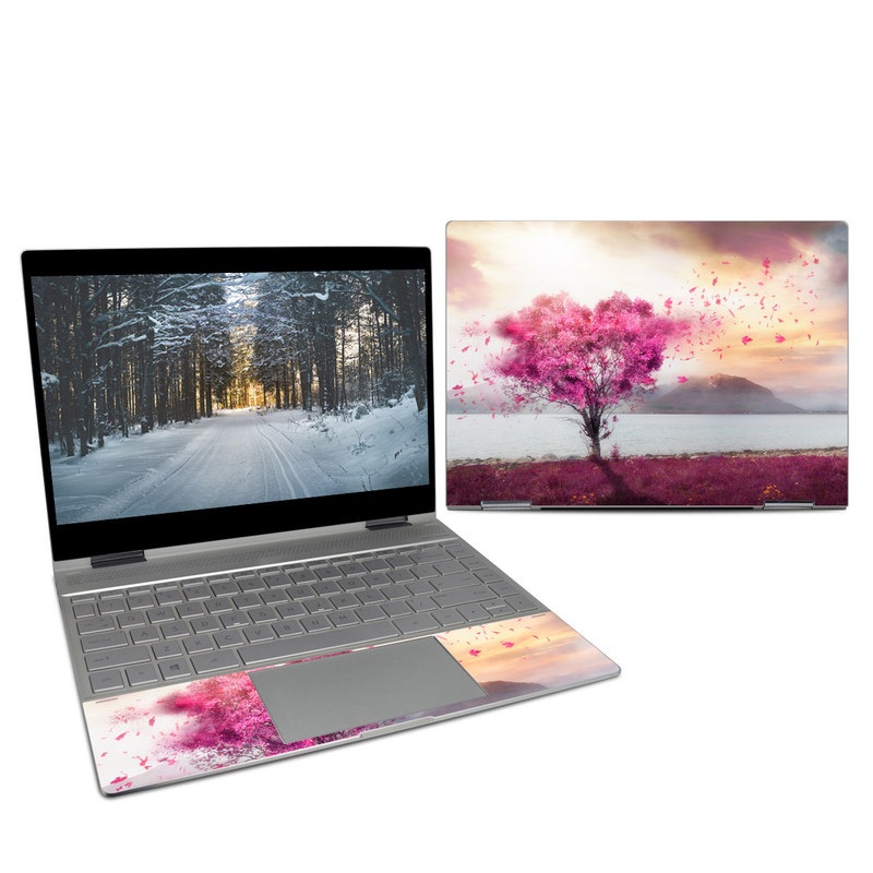 HP Spectre x360 13-inch Skin design of Sky, Nature, Natural landscape, Pink, Tree, Spring, Purple, Landscape, Cloud, Magenta, with pink, yellow, blue, black, gray colors
