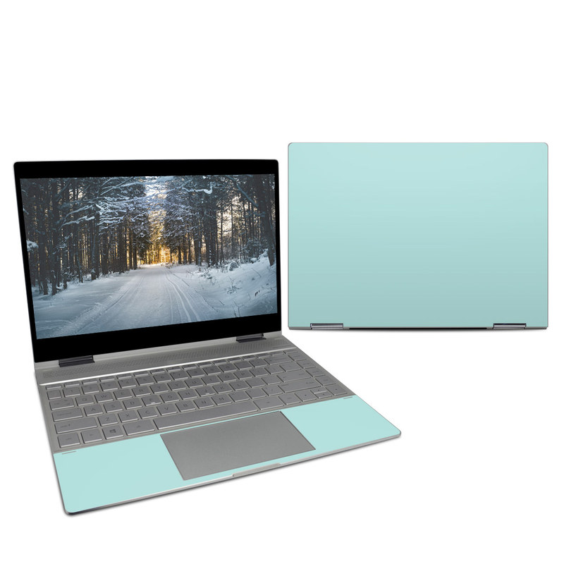 HP Spectre x360 13-inch Skin design of Green, Blue, Aqua, Turquoise, Teal, Azure, Text, Daytime, Yellow, Sky with blue colors