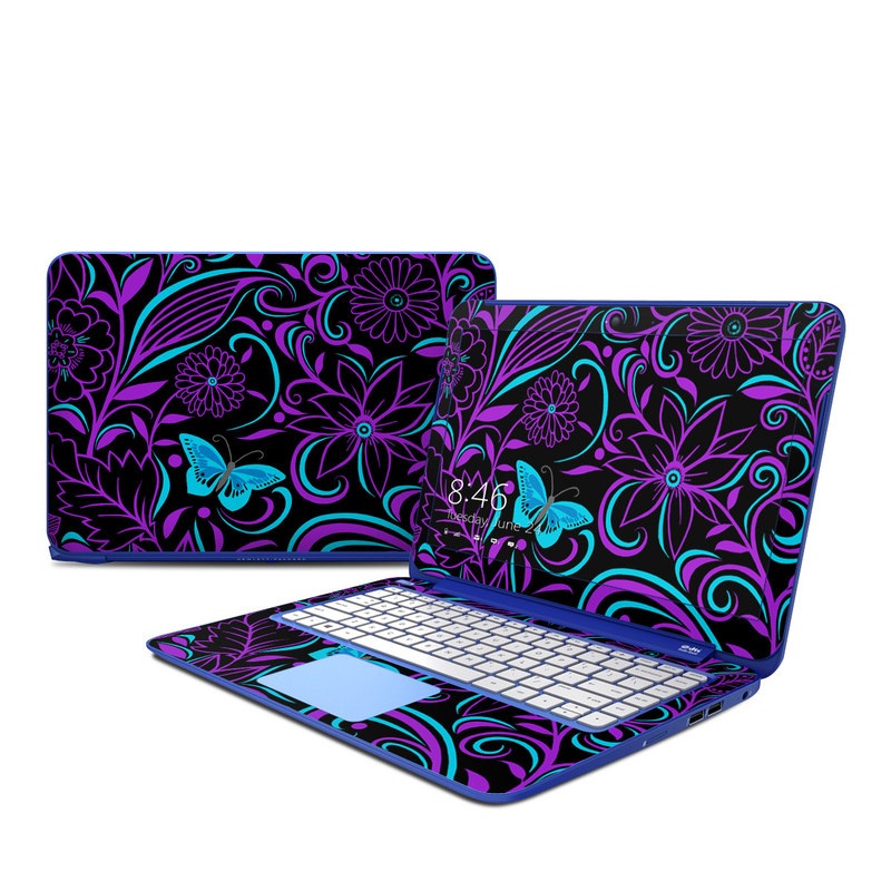 HP Stream 13 Skin design of Pattern, Purple, Violet, Turquoise, Teal, Design, Floral design, Visual arts, Magenta, Motif, with black, purple, blue colors