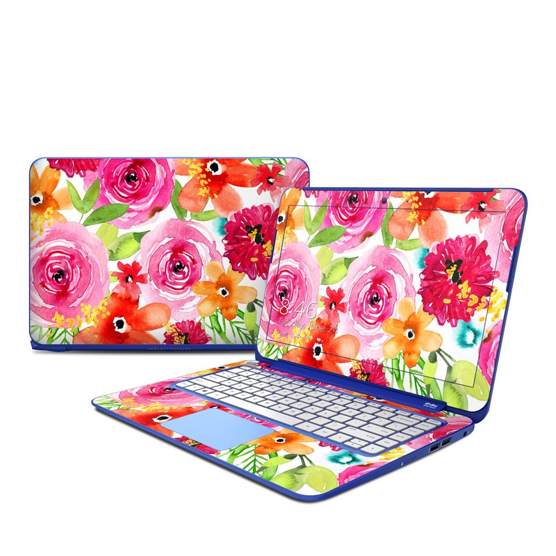 HP Stream 13 Skin design of Flower, Cut flowers, Floral design, Plant, Pink, Bouquet, Petal, Flower Arranging, Artificial flower, Clip art, with pink, red, green, orange, yellow, blue, white colors