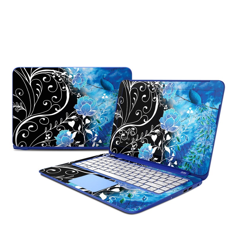 HP Stream 13 Skin design of Blue, Pattern, Graphic design, Design, Illustration, Organism, Visual arts, Graphics, Plant, Art, with black, blue, gray, white colors