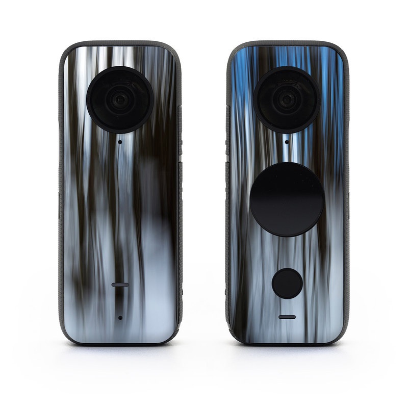 Insta360 ONE X2 Skin design of Water, Blue, Natural environment, Tree, Forest, Line, Waterfall, Plant, Black-and-white, Reflection, with black, white, blue colors