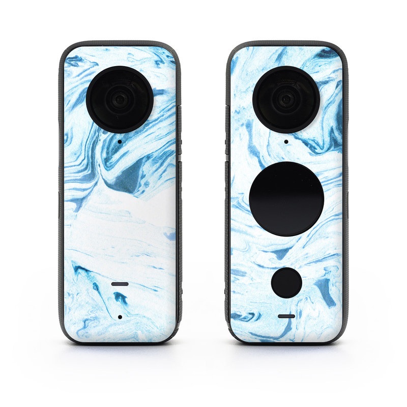 Insta360 ONE X2 Skin design of Water, Aqua, Wind wave, Drawing, Painting, Wave, Pattern, Art, with blue colors
