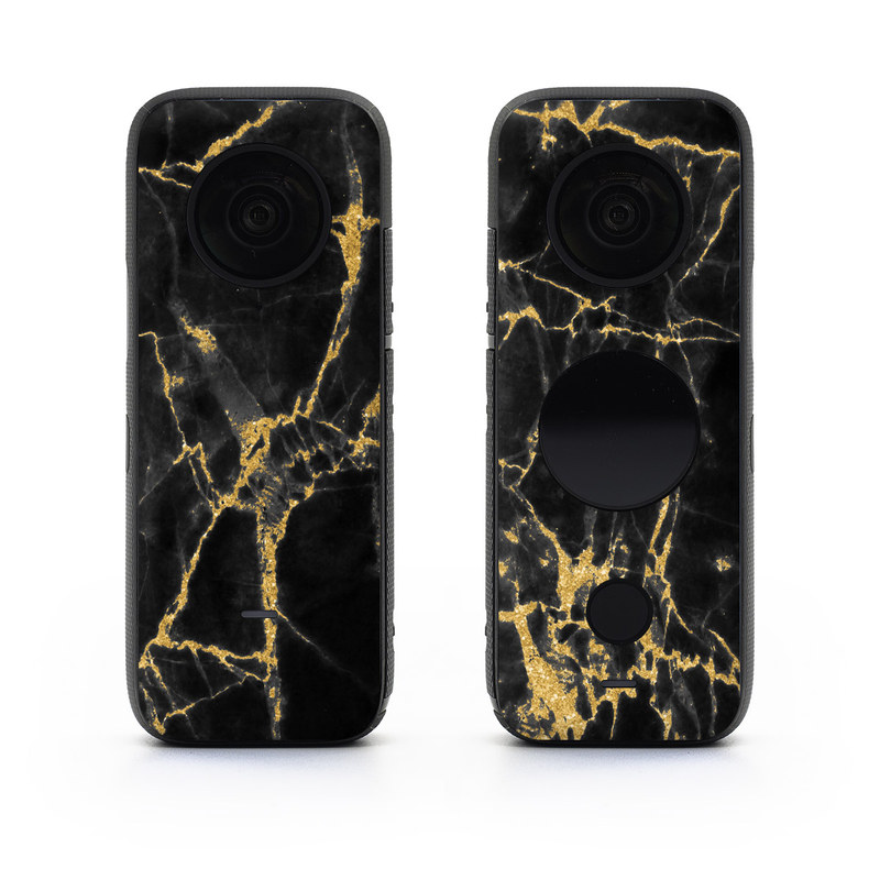 Insta360 ONE X2 Skin design of Black, Yellow, Water, Brown, Branch, Leaf, Rock, Tree, Marble, Sky, with black, yellow colors