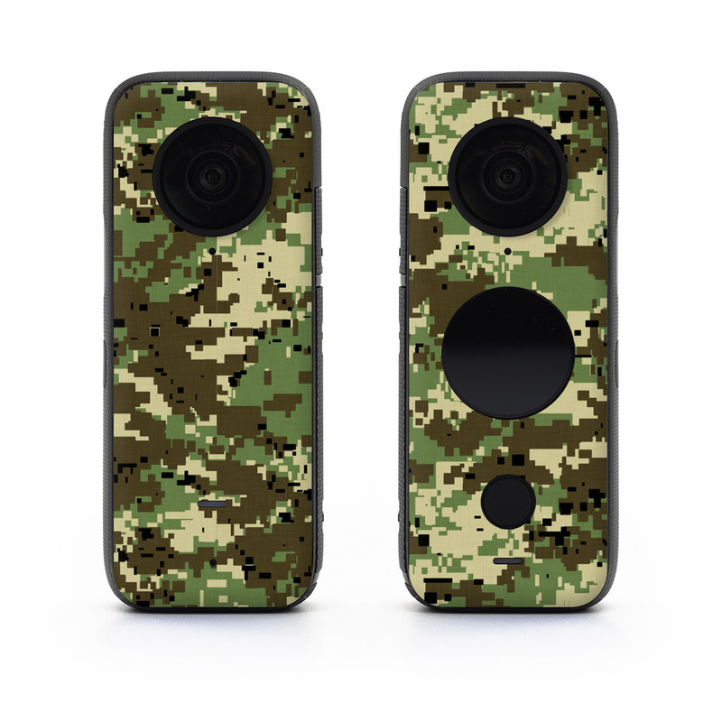 Insta360 ONE X2 Skin design of Military camouflage, Pattern, Camouflage, Green, Uniform, Clothing, Design, Military uniform, with black, gray, green colors