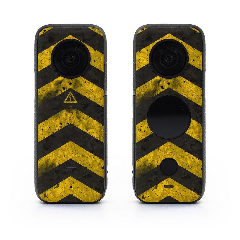 Insta360 ONE X2 Skin design of Colorfulness, Road surface, Yellow, Rectangle, Asphalt, Font, Material property, Parallel, Tar, Tints and shades, with black, gray, yellow colors