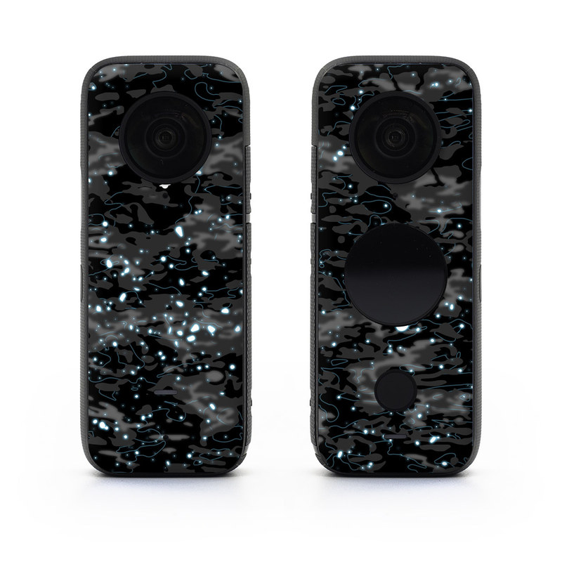 Insta360 ONE X2 Skin design of Black, Water, Space, Black-and-white, Granite, with blue, white, gray, blue colors