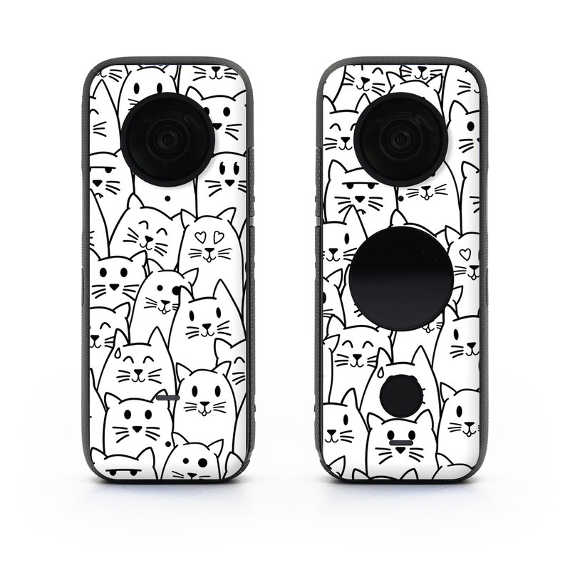 Insta360 ONE X2 Skin design of White, Line art, Text, Black, Pattern, Black-and-white, Line, Design, Font, Organism, with white, black colors