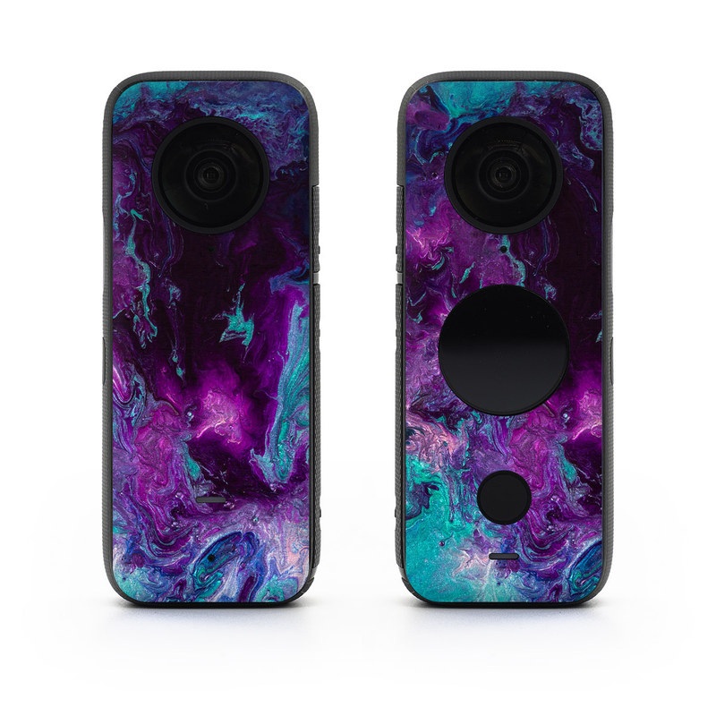 Insta360 ONE X2 Skin design of Blue, Purple, Violet, Water, Turquoise, Aqua, Pink, Magenta, Teal, Electric blue, with blue, purple, black colors