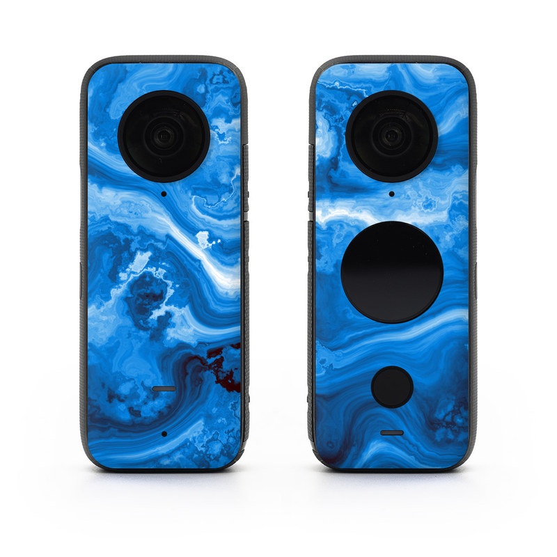 Insta360 ONE X2 Skin design of Blue, Water, Aqua, Azure, Turquoise, Pattern, Liquid, Wave, Electric blue, Design, with blue, white, black colors