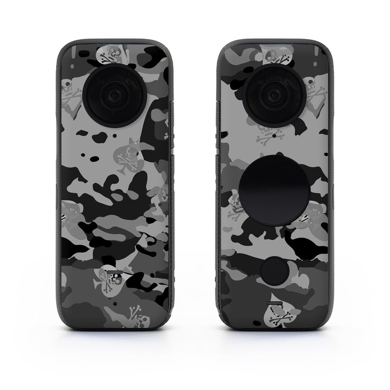 Insta360 ONE X2 Skin design of Military camouflage, Pattern, Design, Camouflage, Illustration, Uniform, Black-and-white, Wallpaper, Art, with black, gray colors