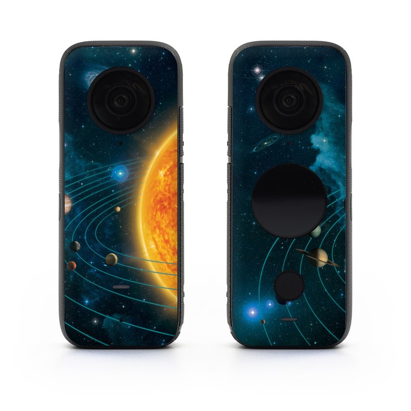 Insta360 ONE X2 Skin design of Astronomical object, Universe, Outer space, Galaxy, Astronomy, Atmosphere, Space, Planet, Science, Sky, with red, yellow, black, blue, brown, white colors