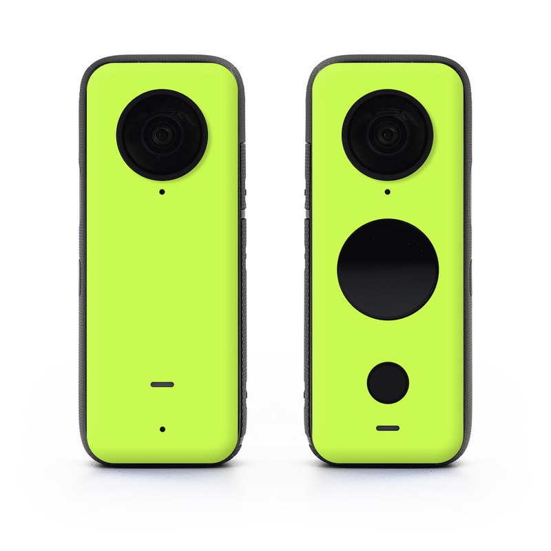 Insta360 ONE X2 Skin design of Green, Yellow, Text, Leaf, Font, Grass, with green colors