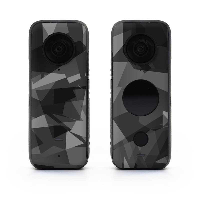 Insta360 ONE X2 Skin design of Black, Pattern, Triangle, Black-and-white, Monochrome, Grey, Design, Line, Architecture, Monochrome photography, with black, gray colors