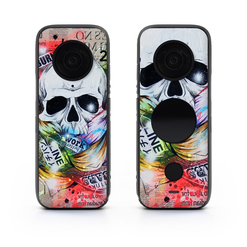 Insta360 ONE X2 Skin design of Street art, Text, Graphic design, Font, Illustration, Art, Graffiti, Skull, Poster, Advertising, with gray, black, red, green, blue colors