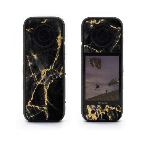 Black Gold Marble Insta360 X3 Skin