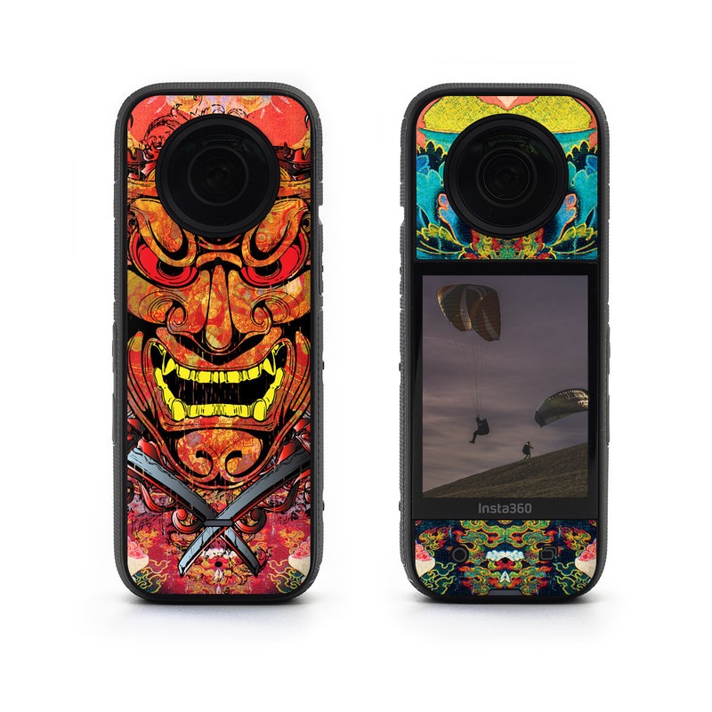 Insta360 X3 Skin design of Art, Psychedelic art, Visual arts, Illustration, Fictional character, Demon, with red, orange, yellow colors