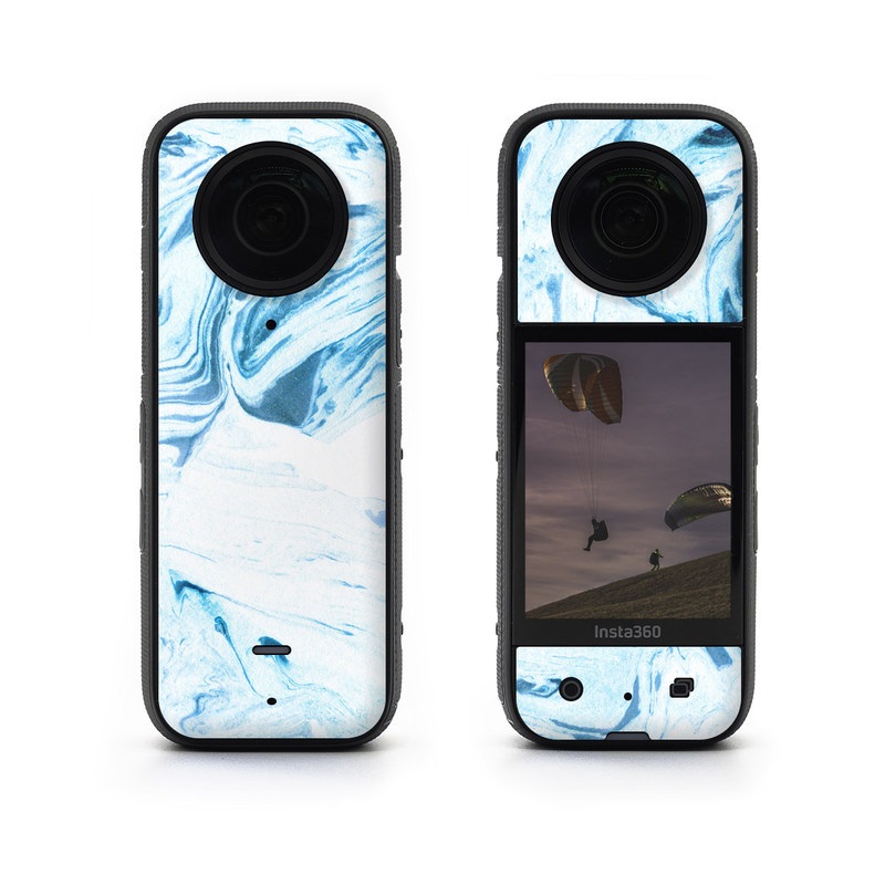 Insta360 X3 Skin design of Water, Aqua, Wind wave, Drawing, Painting, Wave, Pattern, Art, with blue colors