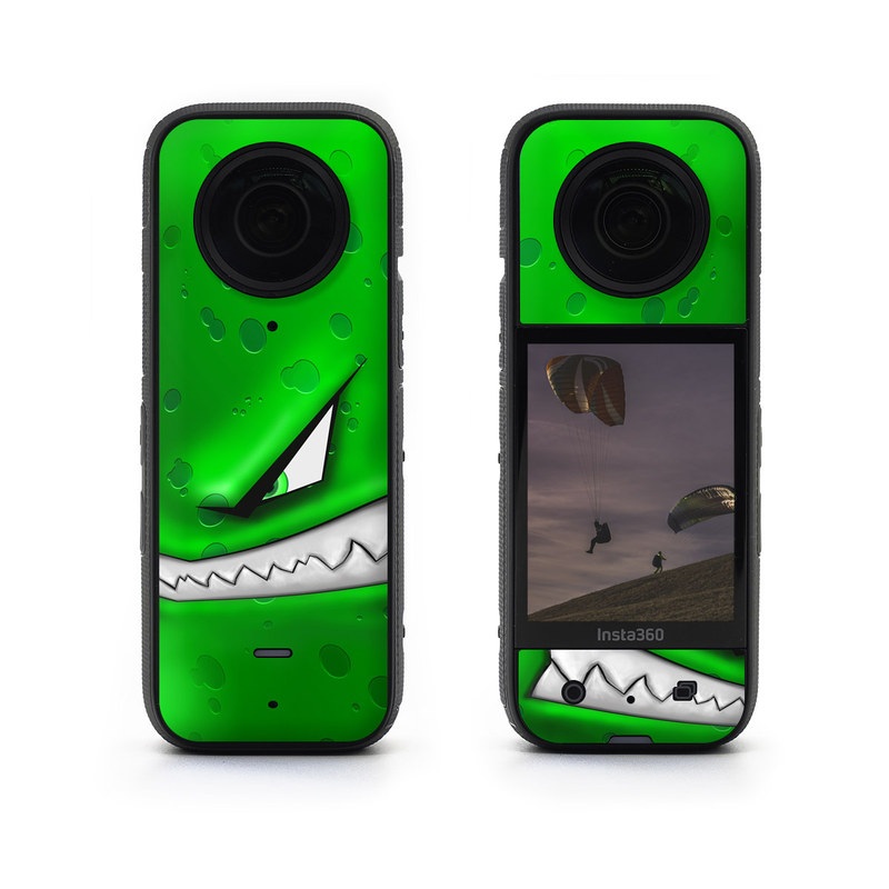 Insta360 X3 Skin design of Green, Font, Animation, Logo, Graphics, Games, with green, white colors