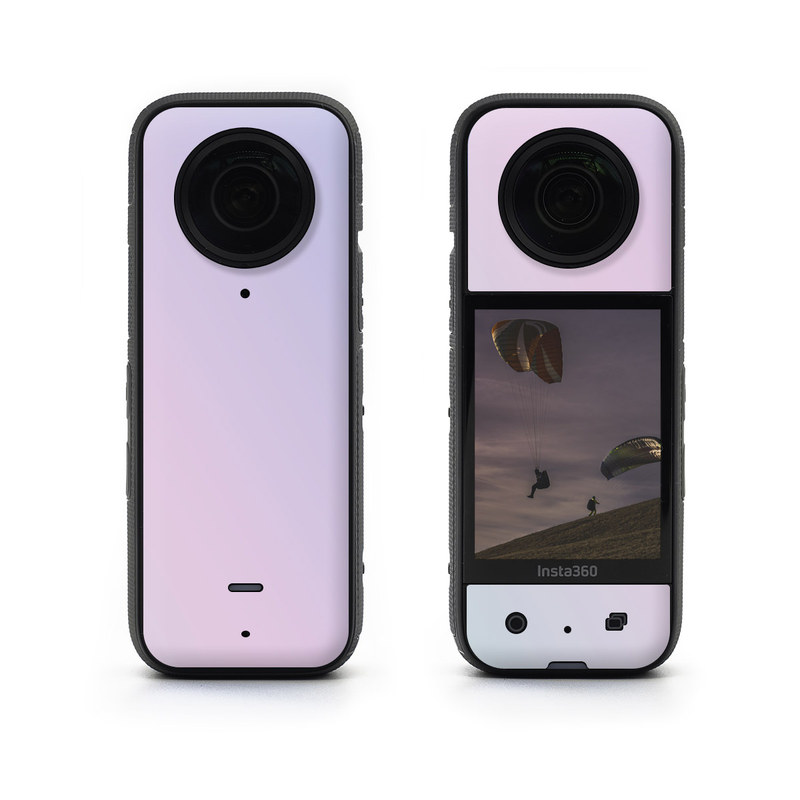 Insta360 X3 Skin design of White, Blue, Daytime, Sky, Atmospheric phenomenon, Atmosphere, Calm, Line, Haze, Fog, with pink, purple, blue colors