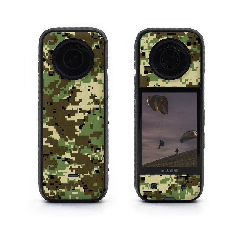 Insta360 X3 Skin design of Military camouflage, Pattern, Camouflage, Green, Uniform, Clothing, Design, Military uniform, with black, gray, green colors
