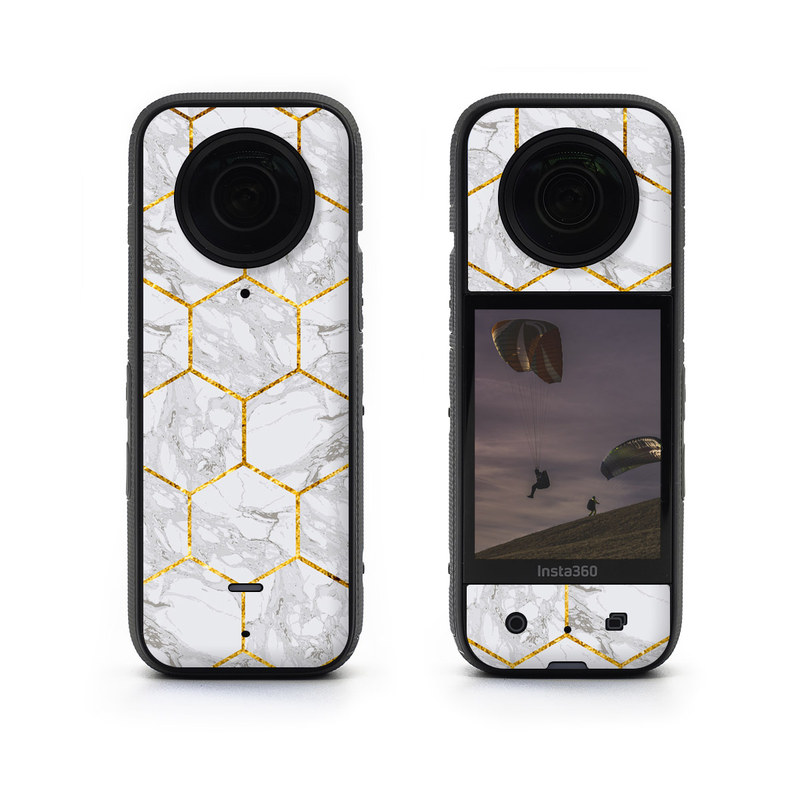 Insta360 X3 Skin design of Pattern, Tile flooring, Line, Tile, Design, Flooring, Floor, with white, black, brown colors
