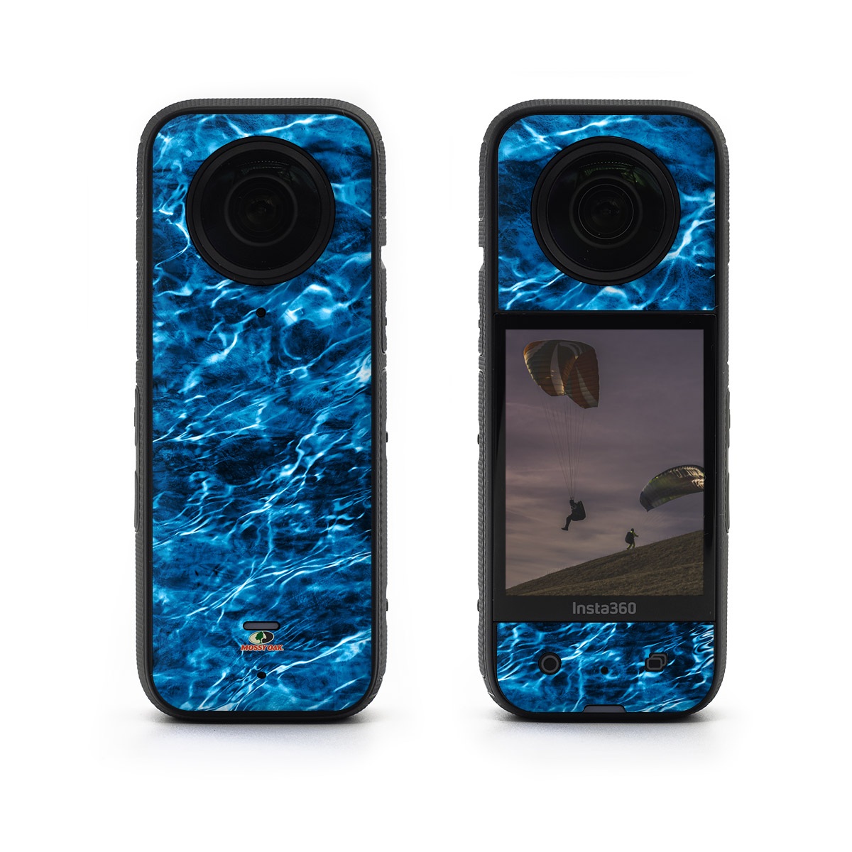Insta360 X3 Skin design of Blue, Water, Aqua, Turquoise, Azure, Electric blue, Sky, Pattern, Sea, Ocean, with blue, black colors