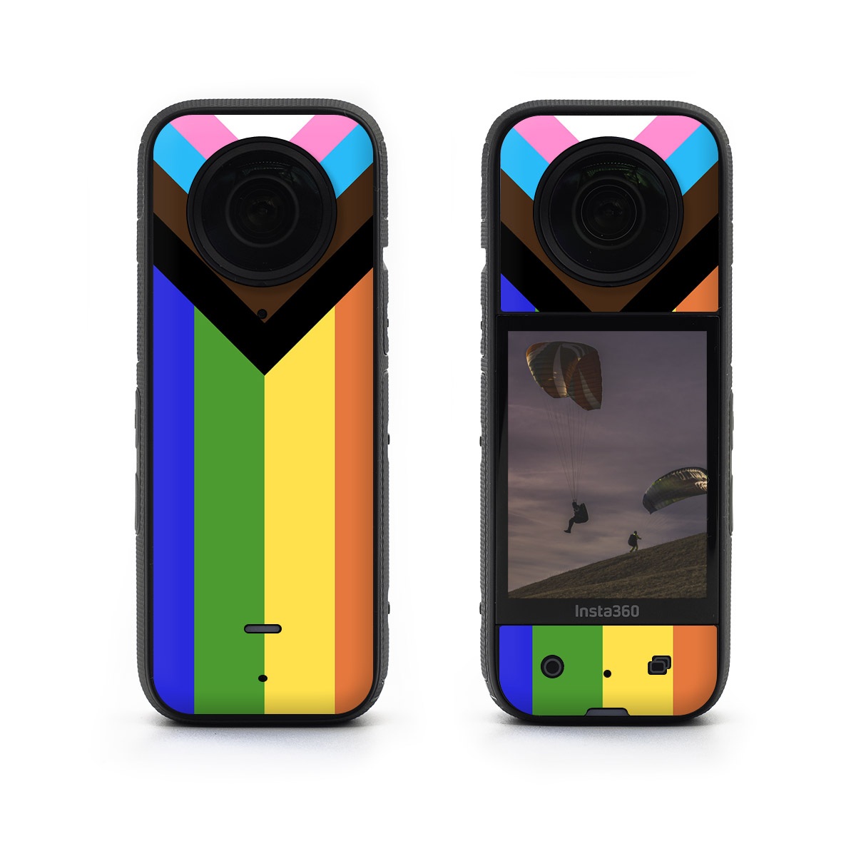 Insta360 X3 Skin design of Blue, Orange, Red, Green, Yellow, Violet, Text, Line, Graphic design, Colorfulness, with black, white, brown, pink, blue, purple, green, yellow, orange colors