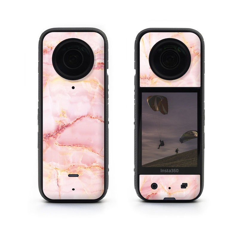 Insta360 X3 Skin design of Pink, Peach, with white, pink, red, yellow, orange colors