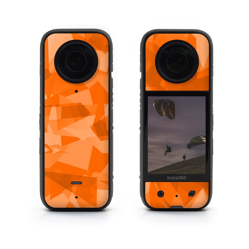 Insta360 X3 Skin design of Orange, Pattern, Peach, Line, Design, Triangle, with orange colors