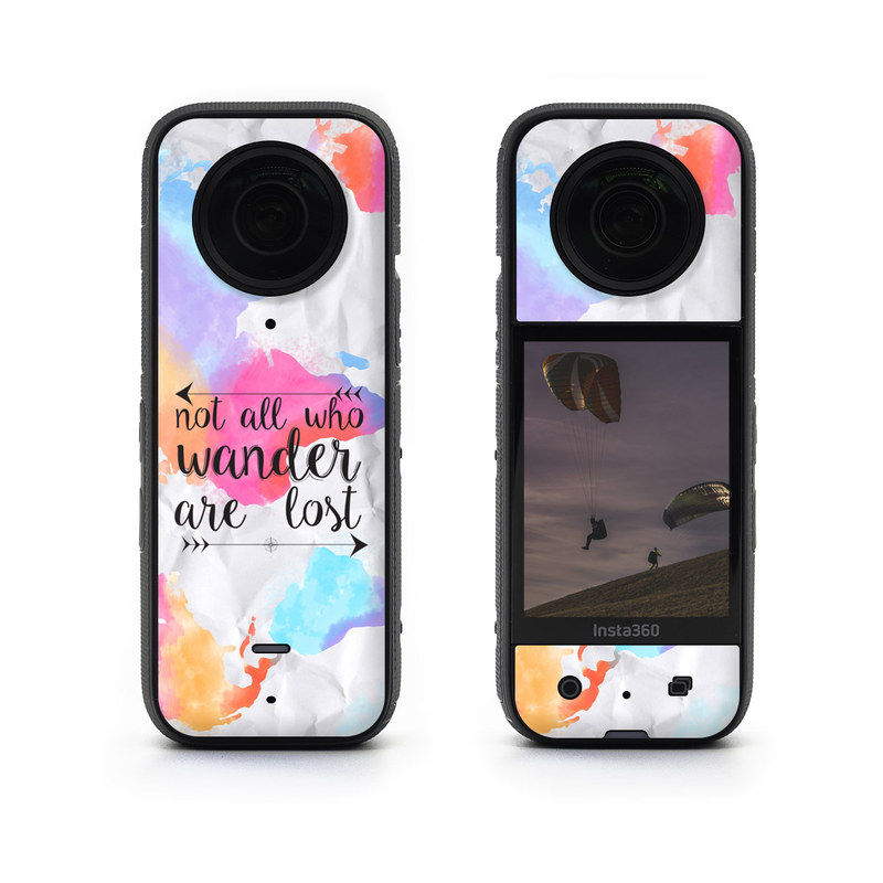 Insta360 X3 Skin design of Font, Text, Calligraphy, Graphics, with black, white, orange, pink, red, blue, purple, yellow colors