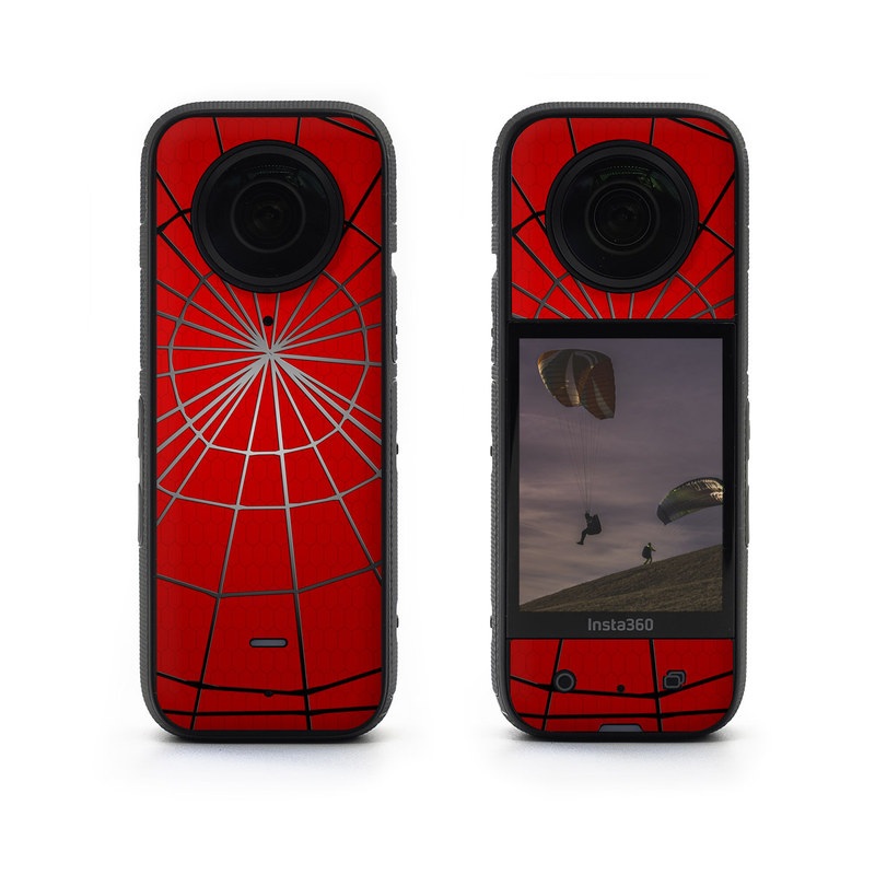 Insta360 X3 Skin design of Red, Symmetry, Circle, Pattern, Line, with red, black, gray colors
