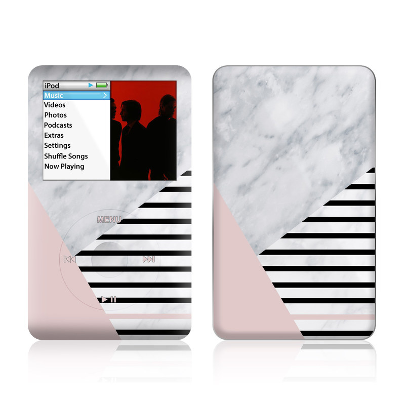 iPod classic Skin design of White, Line, Architecture, Stairs, Parallel, with gray, black, white, pink colors
