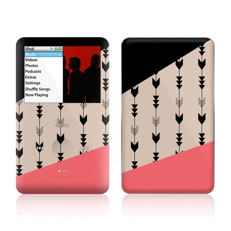iPod classic Skin design of Line, Pattern, Design, Font, Illustration, with black, gray, pink colors