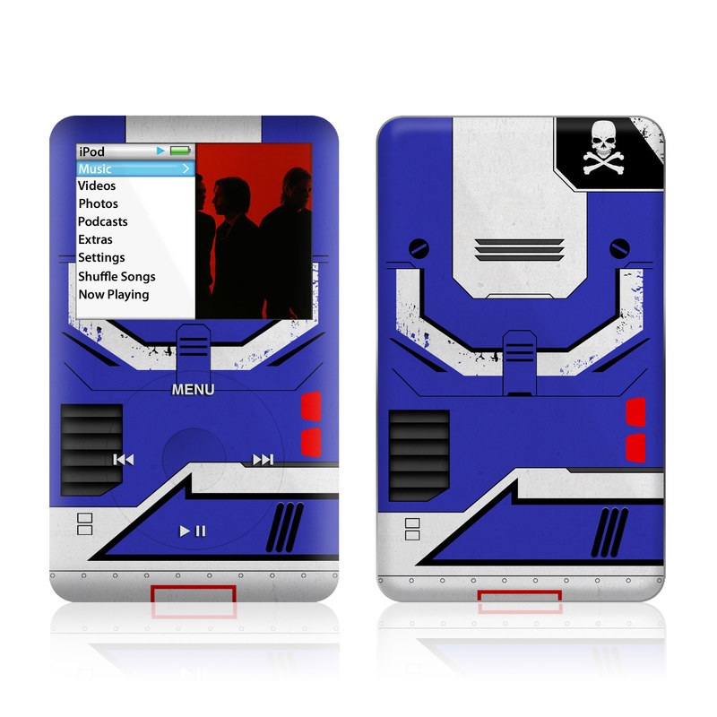 iPod classic Skin design of Floppy disk, Technology, Electric blue, Fictional character, with white, blue, black, gray colors